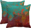 Britimes Throw Pillow Covers Modern Home Art Decor, 18 x 18 Inches Set of 2 Pillow Cases Decorative, Abstract Oil Painting Pillowcases for Bedroom, Living Room, Cushion Sofa, Turquoise Burnt Orange