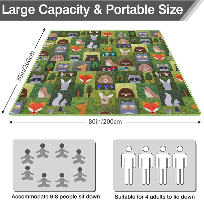 Extra Large Picnic Blankets Waterproof Foldable (80 "x 80") Beach Blanket Waterproof Sandproof,3-Layer Thicking Mat Outdoor Packable Camping Blanket