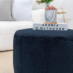 Pouf Ottoman Stuffed Velvet Floor Pouf Footrest Ottoman Foot Stool Bean Bag Floor Chair for Bedroom Living Room 20x12inches with Filler Navy Blue