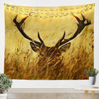Erosebridal Antler Tapestry, Whitetail Deer Wall Blanket, Countryside Rural Hunting Theme Wall Hanging, Brown Bedroom Decor Medium 59x59