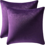 Throw Pillow Covers 20x20 Purple: Pack of 2 Cozy Soft Velvet Square Modern Luxury Decorative Throw Pillow Cases for Sofa Couch Living Room Bed Home Decor