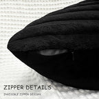2 Pack 26x26 Pillow Cover Velvet Pillow Covers, Faux Fur Square Throw Pillow Covers for Living Room Decorations Throw Pillow Case, Throw Pillow Cover Cushion Cover for Home Sofa Bedroom Car, Black