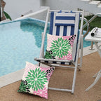 DFXSZ Green Pink Black Flower Pillow Covers 18x18 Inch Set of 2 Outdoor Throw Pillows Outdoor Waterproof Decor for Living Room Sofa Patio Funiture Garden Floral Polyester Pillow Covers 012B18