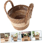 Milisten Woven Plant Basket for Indoor and Outdoor Use Faux Rattan Planter for Decorative Storage Boho Style for Home and Garden Decor