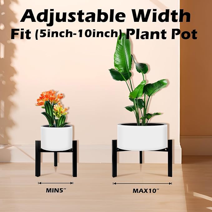4 Pcs Mini 3Legs Adjustable Metal Plant Stand for 5"-10" Plant Pot – Indoor & Outdoor (Black, 4 Pcs)