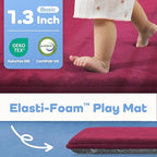 1.3" Thick Baby Play Mat for Floor, 79x79 Playpen Mat, Pro Soft Flannel Foam Mats Toddler Infant Kids Crawling for Nursery Rug Playroom Living Room Waterproof Easy Care Non-Slip (Burgundy)