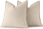 MIULEE Decorative Linen Euro Sham Pillow Covers 28x28 Inch Natural Beige Boho FarmhouseNeutral Couch Throw Pillows for Bed Pack of 2 Accent Modern Pillowcase Sofa Livingroom Home Decor