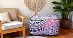 CRAFT KALA Large Hippie Mandala Meditation Floor Ottoman Pillow Cushion Pouf Cover Square Poufs Cover Bohemian Circle Floor Cushion Cover Outdoor Fireplace Living Room Decor 20X20X14 inches,Pink Ombre