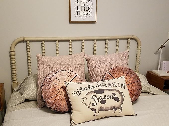 HYSEAS Decorative Round Throw Pillow, 3D Digital Print Comfortable Kids Funny Cute Wood Log Pillow Circle Seating Floor Cushion for Home, Couch, Sofa, Bedroom, Living Room Decor, Dark Grey Stump