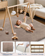 Thick Baby Play Mat for Floor,50 x 50 Playpen Mat,Tummy Time Foam Mats,Ultra Soft Support & Plush Feel,Easy Care with Non-Slip Cushioned for Infant,Kids and Toddler Crawling,Brown