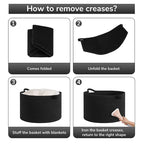 Goodpick Blanket Basket 19.7'' x 12.6'', Woven Storage Baskets, Cotton Rope Toy Storage for Kids, Home Decor for Living Room, 65L Black