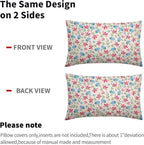 Easter Pink Blue Floral Pillow Covers 12x20 Set of 2 Spring Vintage Rustic Old Style Cute Flower Cream Print Decorative Outdoor Pillowcases Farmhouse Throw Cushion Case Decor for Couch Sofa Bed