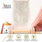 Livalaya Boho Macrame Woven Wall Hanging Beige 16 in x 36 in Modern Bohemian Tapestry wall Art Decor for House, Apartment, Dorm, Bedroom, Nursery, Party Decorations, Wedding, Wall Ornament