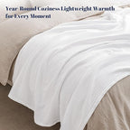 PHF 100% Cotton Muslin Blanket King Size 108"x90", 4-Layer Lightweight Gauze Throw, Breathable Cloud-Soft Minimalist Blanket for Bed, Couch, Camping & Baby, White, Ideal Gift