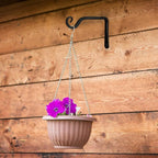 2 Pack Outdoor Heavy Duty Plant Hangers, Black Metal Wall Hooks Hanging Brackets for Flower Baskets, Bird Feeders, Lanterns, Wind Chimes, Patio Garden Porch Indoor Outdoor Use
