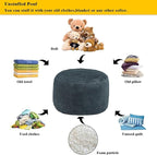 Asuprui Pouf Ottoman Unstuffed Ottoman Foot Rest No Filler Soft Foot Stool 20x20x12 Inches Fuzzy Chair Floor Pouf Chair with Storage for Living Room Bedroom Dark Gray