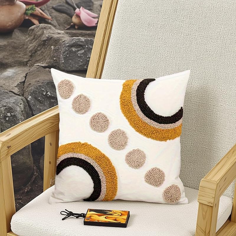 Andreannie Pack of 2 Boho Tufting Throw Pillow Cover Embroidered Textured Cushion Cover with Tassels Soft Home Decororative for Couch Sofa 18x18 inch (Boho Grey) - color: Boho Grey