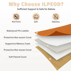 Waterproof Baby Play Mat for Floor Memory Foam 50 * 50 Cushion Playpen Playmat Tummy Time Crawling Mat Nursery Rug Thick Pad Create Soft & Safe Area for Infants,Toddler,Kid,Orange