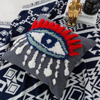 Evil Eye Woven Tufted Throw Pillow Cover,God Tears Cozy Cushion Cover for Bedroom Living Room Couch,Regalo para Navidad,18x18 Inches