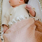Crane Baby 6-Layer Quilt Muslin Swaddle Blanket, Soft Cotton Lightweight Nursery and Stroller Blanket for Baby Boys & Girls, Copper, 30 X 40