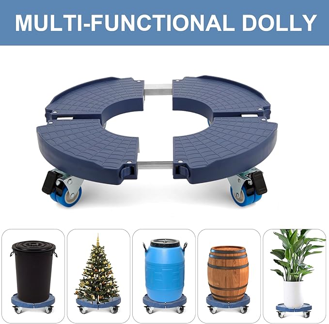 W B D WEIBIDA 2 Pack Plant Roller with Wheels Heavy Duty 440 Pounds, Size-Adjustable Rolling Planter Base with Casters, Round Dolly Cart for Potted Plant, Trash Can and Tiered Planters