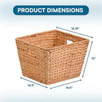 Honey-Can-Do Water Hyacinth Storage Baskets - Durable Wicker Basket with Handle for Organizing Home Essentials, Ideal for Pantry Organizers and Storage & Blanket Basket, Large, 15"x15"x12", Natural