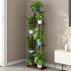 LINZINAR Plant Stand Metal 6 Tier 7 Potted Multiple Flower Pot Holder Shelf Indoor Outdoor Planter Display Shelving Unit for Patio Garden Corner Balcony Living Room Bronze