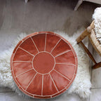 Decorative Pouf Foot Stool Round Unstuffed Leather Ottoman Cushion Storage seat or for Resting Your Feet on, Floor Chair Foot Living Room Bedroom Kids Room and Wedding (Rust)