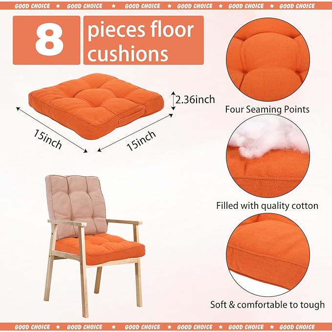 Gerrii 8 Pieces Floor Cushions for Kids Classroom Flexible Floor Seating Cushions Pillows for Home School Kindergarten Daycare Nursery(Square,Pink and Green Series)