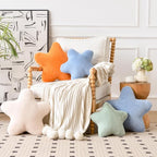Xiashrk Star Pillow, Decorative Throw Pillows for Bed Couch, 15" Star Shaped Pillow Plush Floor Cushions Room Decor Pillow with Faux Rabbit Fur for Sofa Bedroom Living Room (Sage Green, 19.6" x 19.6")