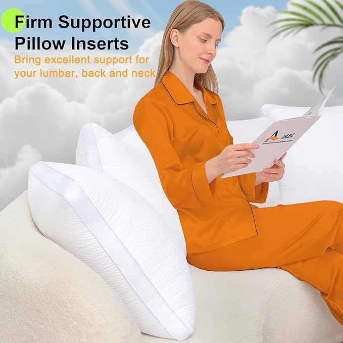 18x18 Pillow Inserts Set of 2, Down Alternative Throw Pillow Inserts with 100% Cotton Cover, Machine Washable Reading Pillows, Decorative Pillows for Bed, Sofa, and Couch