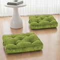 Floor Pillow Set of 2, 22x22 Tufted Floor Cushion for Adults, Square Large Meditation Cushion Pillow, Corduroy Sitting Pillow with Handle, Yoga Seating for Tatami, Light Green