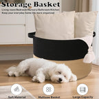 90L Large Blanket Basket,21.7"L x 21.7"W x 13.8"H Rope Woven Baskets with Handles, Toys Storage Bins,Laundry Basket Perfect for Living Room, Nursery,Bedroom,Home Organization,Black&Camel