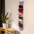 jontell Ball Cap Hanger-1 Pack-Boho Macrame Cap Holder Wall Hat Organizer for Baseball Cap Holder Over Door, Hat Rack for Wall, Cap Rack for Decoration and Display(purple)