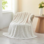 lifein Throw Blanket for Couch-Cream Heart Boho Throw Blanket, Soft Fleece Plush Lightweight Blankets&Throws for Woman, Fuzzy Decorative Blankets for Livingroom Bed Sofa Chair(50x60in,Cream)