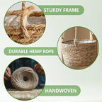 8-Inch Small-Caliber Woven Jute Hanging Planter – Seagrass Plant Basket, Decorative Hanging Plant Holder, Ideal for Home Décor and Storage
