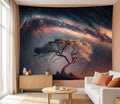 Large Space Galaxy Tree of Life Tapestry for Bedroom Aesthetics, Black Starry Sky Night Star Posters Tapestries, Nature Landscape Blackdrop Wall Hanging for Men Dorm Living Room Decor 60 X 79 Inches