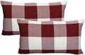 VAKADO 12x20 Inch Pack of 2 Farmhouse Retro Check Plaids Lumbar Throw Pillow Covers Christmas Decorative Rectangle Cushion Cases for Sofa Couch Car, Red White