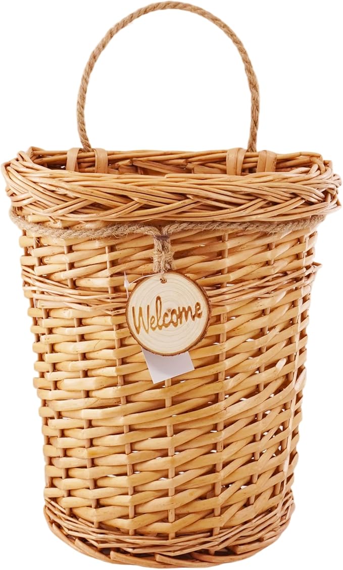 Woven Wicker Hanging Basket Door Hanging Basket Wall Decorations for Home Garden Farmhouse (original)