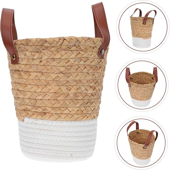 Boho Nursery Decor Straw Basket Potting Rattan Wall Decor Plant Basket Home Decorative Artistic