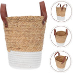 Boho Nursery Decor Straw Basket Potting Rattan Wall Decor Plant Basket Home Decorative Artistic
