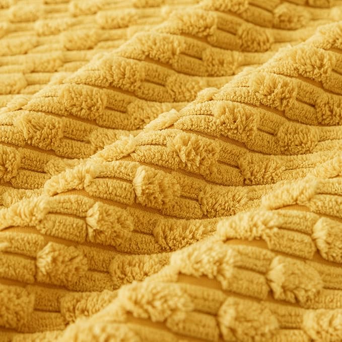 Kevin Textile 14x24 Inch Pillow Cover 1 Pack Boho Decorative Soft Striped Corduroy Lumbar Farmhouse Color Accent Rectangle Cushion Case for Living Room Couch Sofa Bed, Mustard Yellow