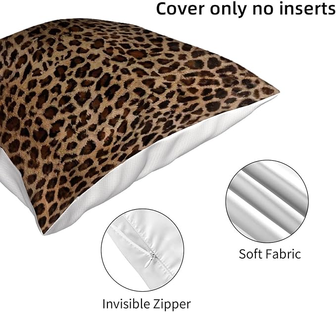 Cheetah Pillow Covers 18x18 Inch Set of 2 Leopard Brown Throw Pillows Animal Skin Print Pillow Cases Modern Decorative Pillows Outdoor Farmhouse Soft Cotton Cushion Case Decor for Couch Home
