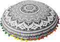 CRAFT KALA Boho Large Floor Pillow Pouf Cover Mandala Meditation Room Pillow Cover for Adults Round Bohemian Seating Pouf Cushion Cover for Kids Playroom 22" Grey Ombre