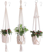 3 Pack Macrame Plant Hangers Handmade Woven Boho Hanging Planters for Indoor Plants Window Balcony Home Decor