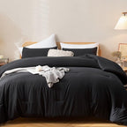 ROSGONIA Black Comforter Set Queen, 3pcs(1 Boho Black Comforter & 2 Pillowcases) All Season Bedding Lightweight Bedspread Blanket Quilt Bed Set