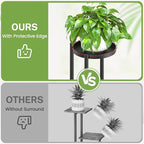 iDavosic.ly 6 Tier Plant Stand Indoor Outdoor, Tiered Corner Multiple Flower Pot Holder Shelf, Metal 44 Inch Tall Display Rack for Patio Porch Living Room Garden Balcony, Modern Black & Rustic Brown