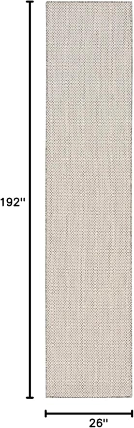 Nourison Home Courtyard Ivory Silver 2'2" x 16' Area Rug - Easy Clean, Non Shedding, Bed Room, Living Room, Dining Room, Kitchen (16' Runner)