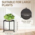 LASZOLA Black Plant Stand Indoor for Large Tall Heavy Duty Planters, Metal Vertical Single Flower Holder Organizer for Floor Corner, Sturdy Wrought Iron Round Shelf for Modern House Patio Decorative