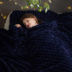 NEWCOSPLAY Super Soft Queen Blanket Dark Navy Premium Silky Flannel Fleece 3D Clouds Stylish Jacquard Lightweight Bed Blanket All Season Use 350GSM (Dark Navy, Queen(90"x90"))